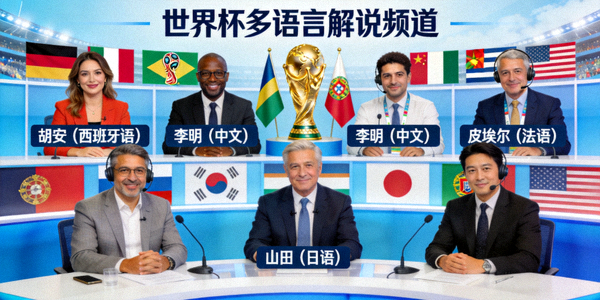世界杯多语言解说频道预览画面 - 多国解说员阵容